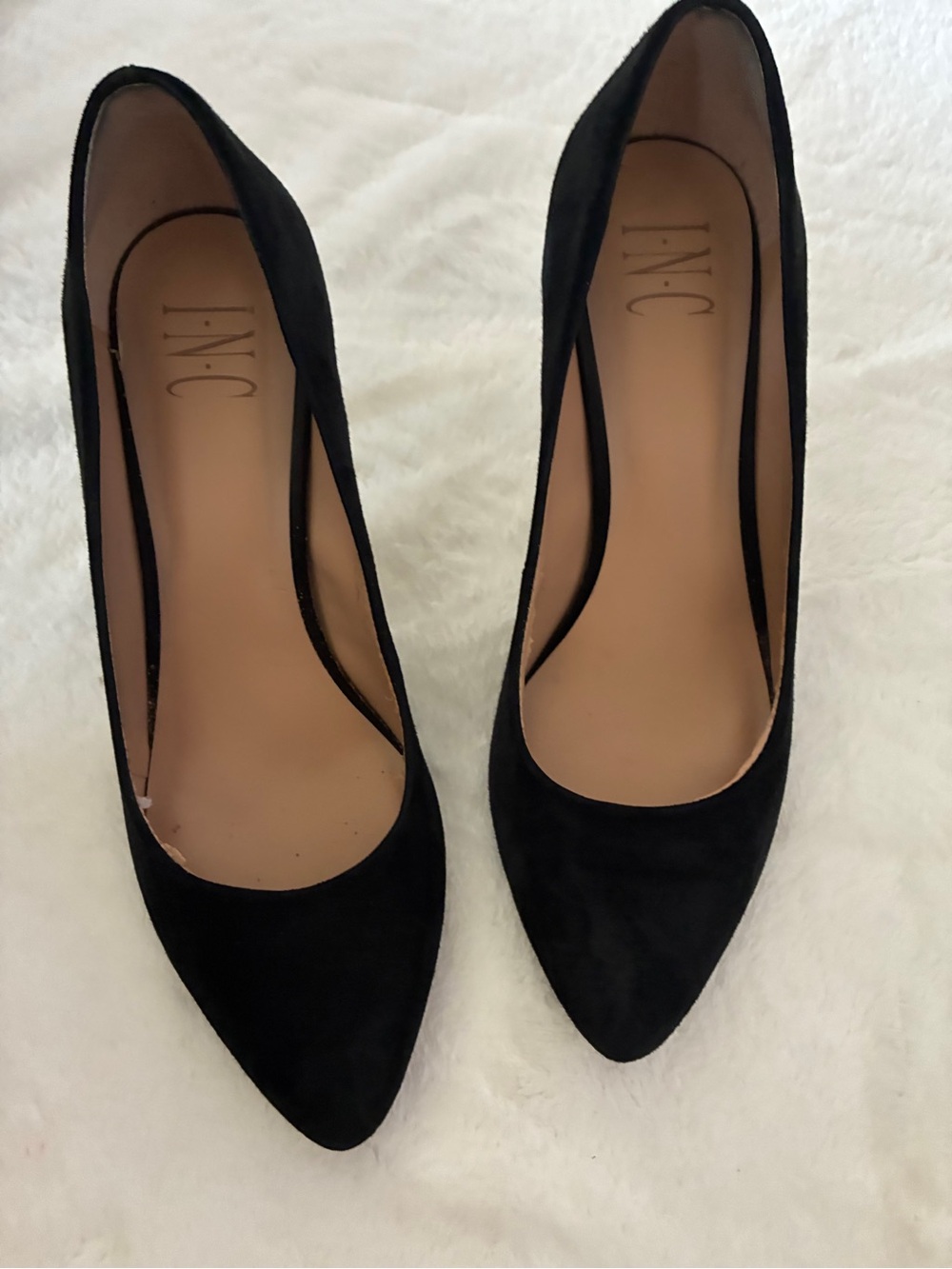 INC International Concepts Black Pointed-Toe Suede Pumps